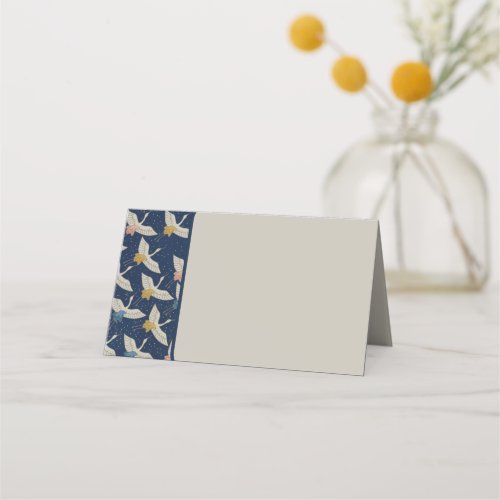 Elegant Japanese Cranes Blue Wedding Party Place Card