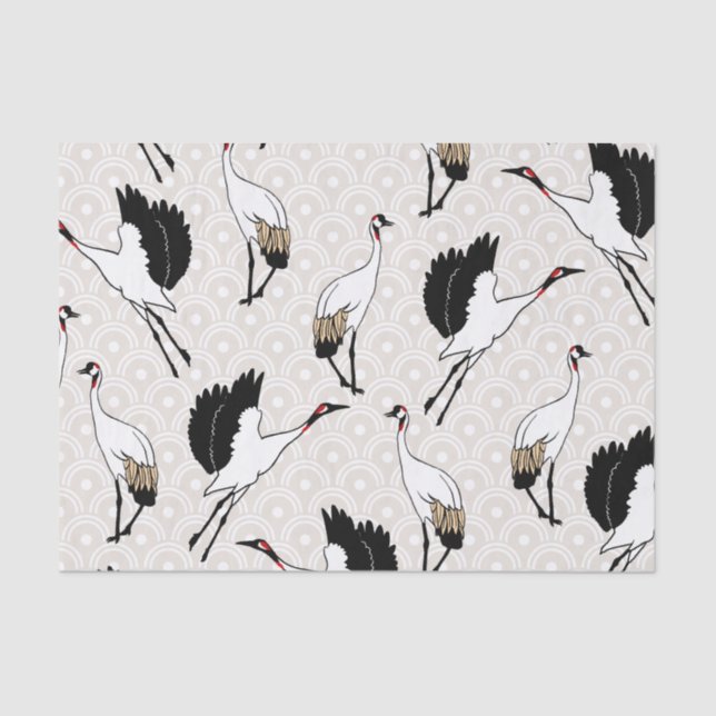 Elegant Japanese Cranes Tissue Paper (Front)