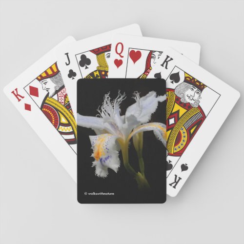 Elegant Japanese Crested Iris White Flowers Poker Cards