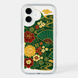 Elegant Japanese Fan and Floral Pattern iPhone 16 Case