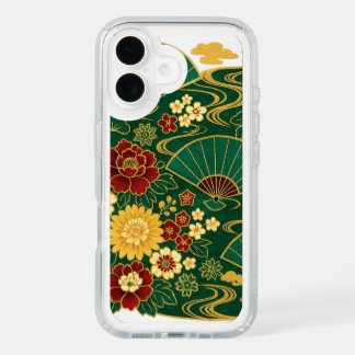 Elegant Japanese Fan and Floral Pattern iPhone 16 Case