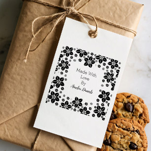 Elegant Japanese Flower Made With Love Custom Rubber Stamp