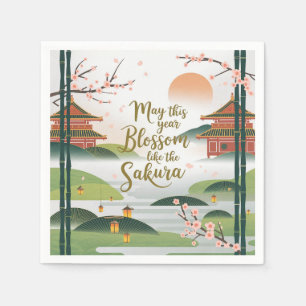Elegant Japanese Garden Design - Sakura Blossoms Napkins