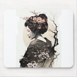 Elegant Japanese Geisha -  Mouse Pad