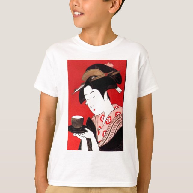Elegant Japanese Lady Tea Serving Ceremony Art  T-Shirt (Front)