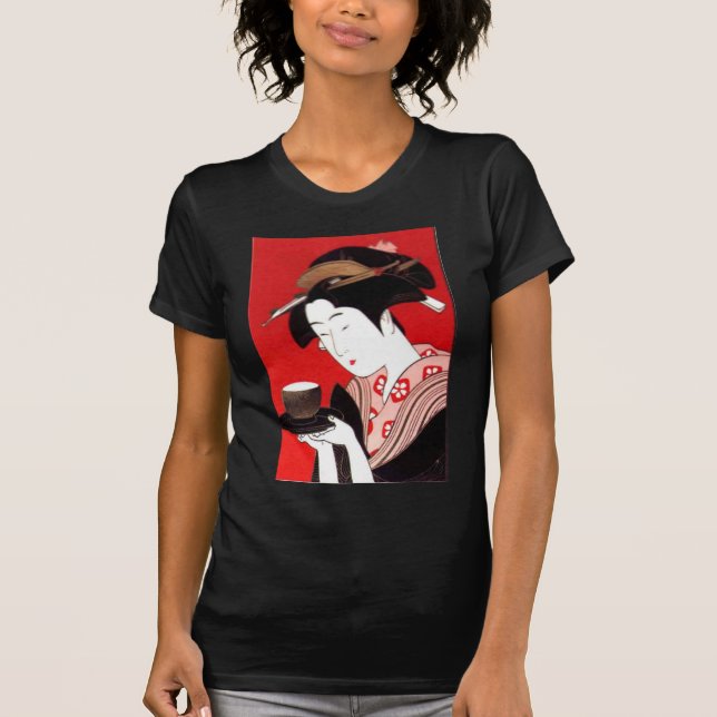 Elegant Japanese Lady Tea Serving Ceremony Art  T-Shirt (Front)