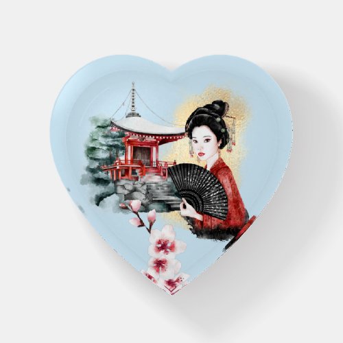 Elegant Japanese Pagoda Geisha Girl Paperweight