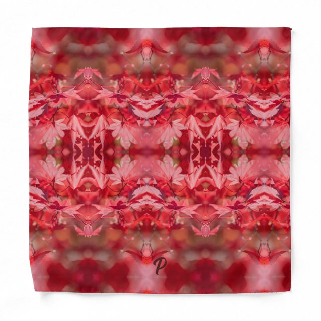 Elegant Japanese Red Maple Leaves Monogrammed Bandana (Front)