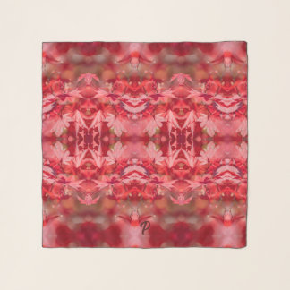 Elegant Japanese Red Maple Leaves Monogrammed Scarf