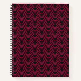 Elegant Japanese Seigaiha Red Wave Pattern Notebook
