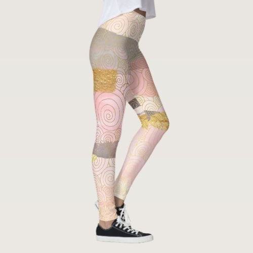 Elegant Japanese Style Abstract Waves Artwork  Leggings