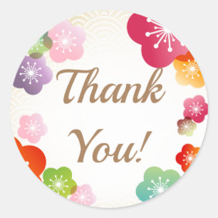 Elegant Japanese Style Thank You Classic Round Sticker