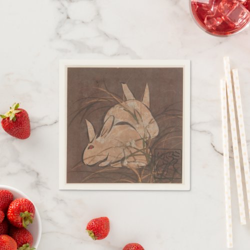 Elegant Japanese Vintage Rabbits Art Paper Napkins