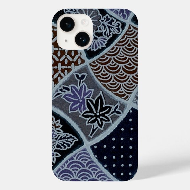 Elegant Japanese Washi Origami Indigo Patterns Case-Mate iPhone Case (Back)