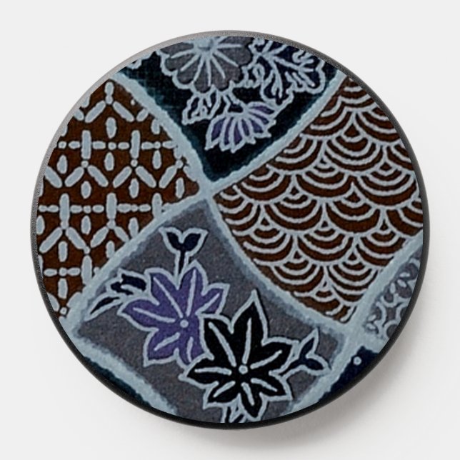 Elegant Japanese Washi Origami Indigo Patterns PopSocket (Popsocket)