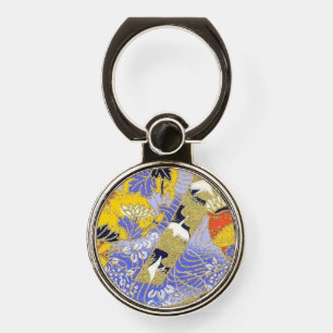 Elegant Japanese Washi Origami Lucky Cranes Phone Ring Stand