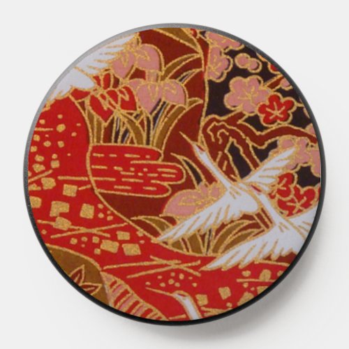 Elegant Japanese Washi Origami Lucky Cranes PopSocket