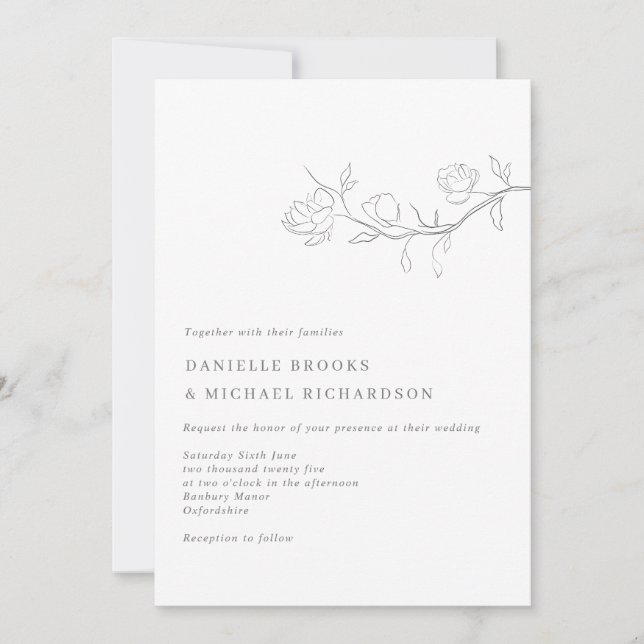 Elegant Jasmine Branch Wedding Invitation (Front)
