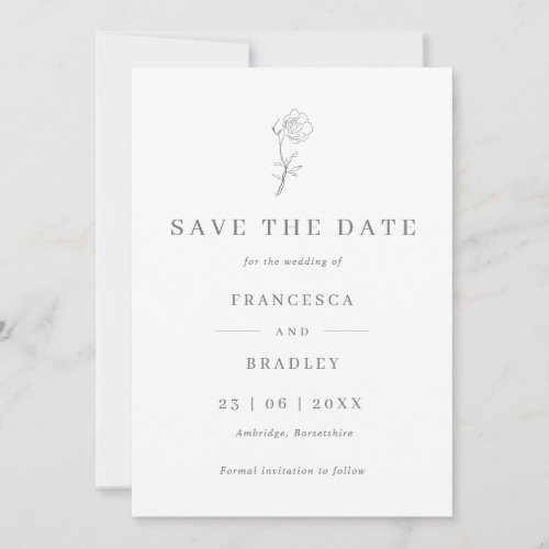 Elegant Jasmine Flower White and Gray Save The Date