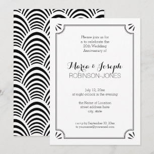 Elegant Jazz Age Black and White Wedding Anniversa Invitation