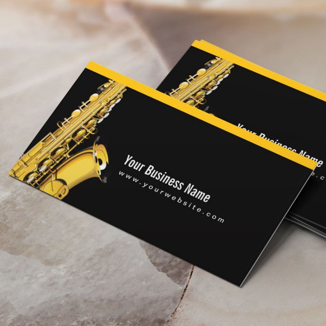 Elegant Jazz Sax Music Black Business Card
