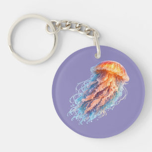 Elegant Jellyfish Ocean Fantasy Illustration Keychain