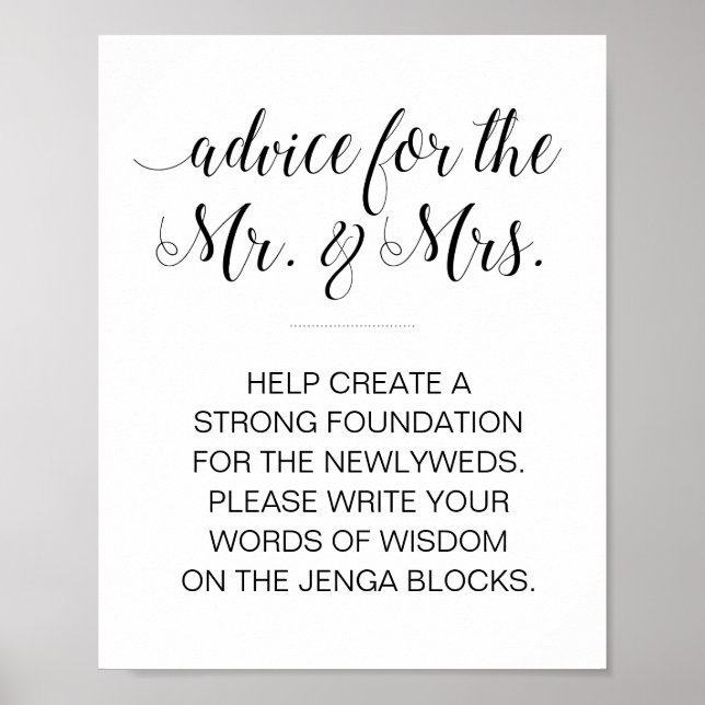 Elegant Jenga Wedding Sign (Front)