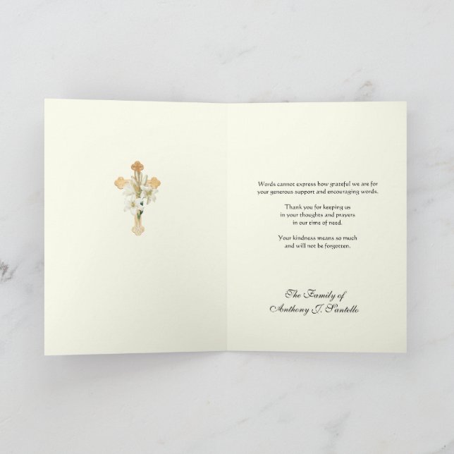 Elegant Jesu Roses Christian Condolence Thank You Card (Inside)