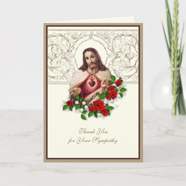 Elegant Jesus Roses Christian Condolence Thank You (Front)