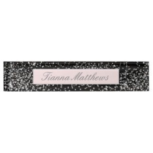 Elegant Jewel Diamond Scatter Sparkle Design Desk Name Plate