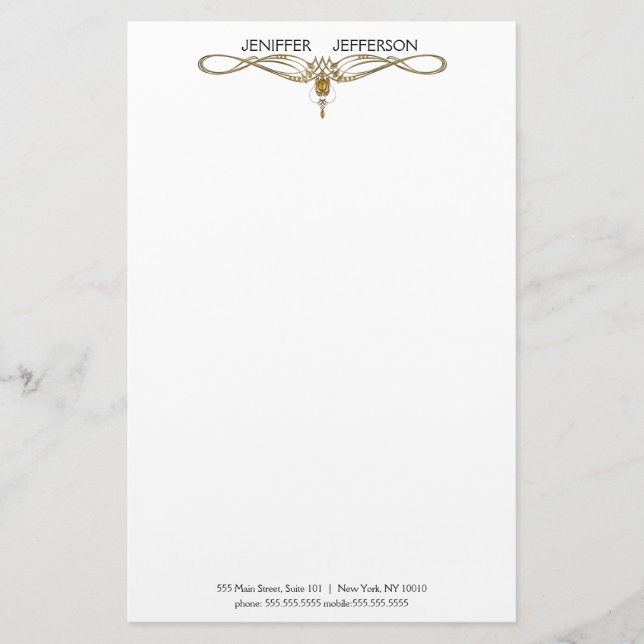 Elegant jewel Stationery Paper (Front)