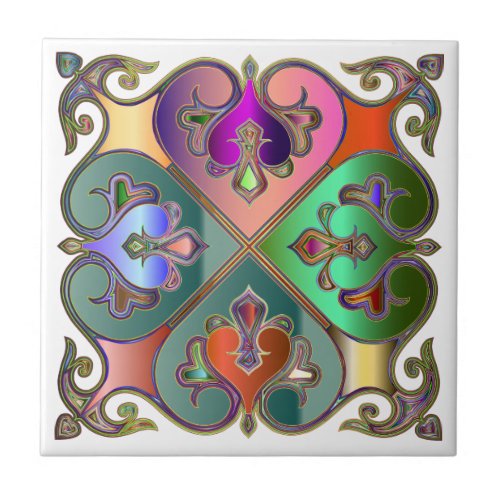 Elegant Jewel_Tone Arabesque Abstract Personalized Ceramic Tile