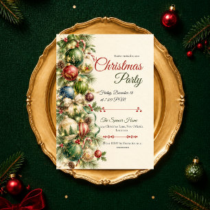 Elegant Jewel Tone Christmas Party Invitation