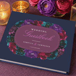 Elegant Jewel Tone Floral Wedding Guest Book