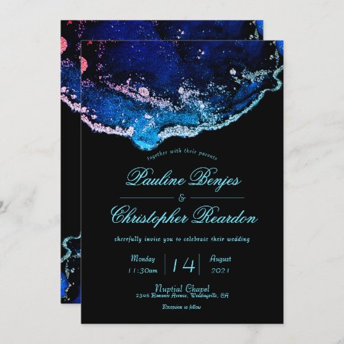 Elegant Jewel_Tone Purple Blue Wedding Invitation