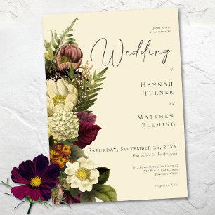 Elegant Jewel Vintage Floral Ivory Wedding Invitation