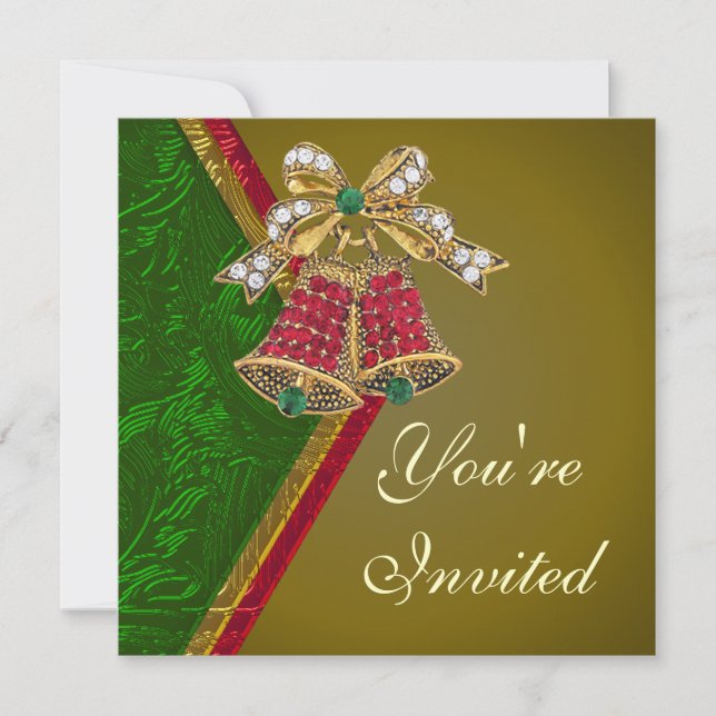 Elegant Jeweled Bells Party Invitation (Front)