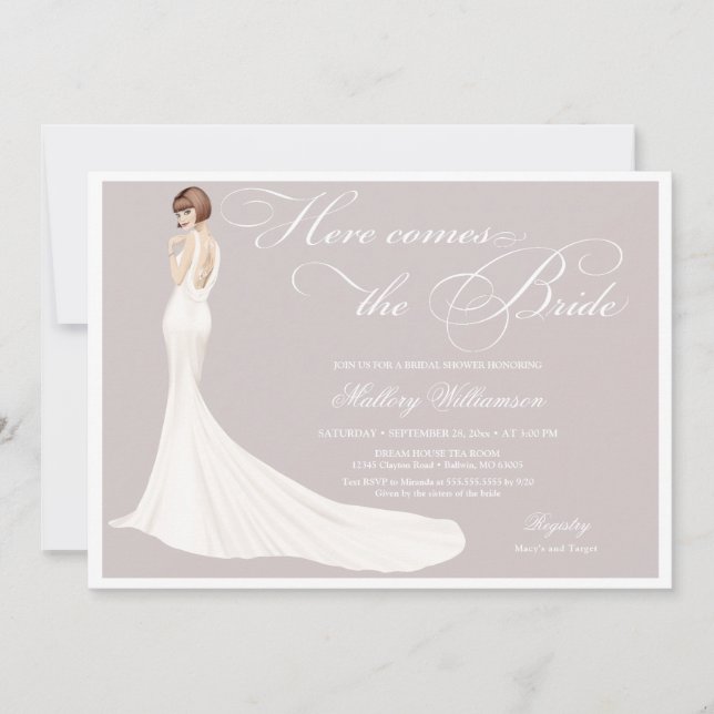 Elegant Jeweled Bride Bridal Shower Invitation (Front)