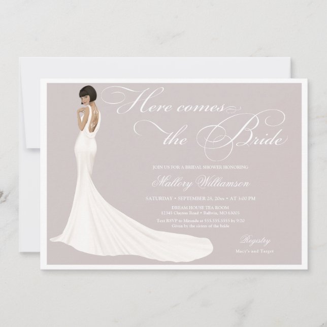 Elegant Jeweled Bride Bridal Shower Invitation (Front)