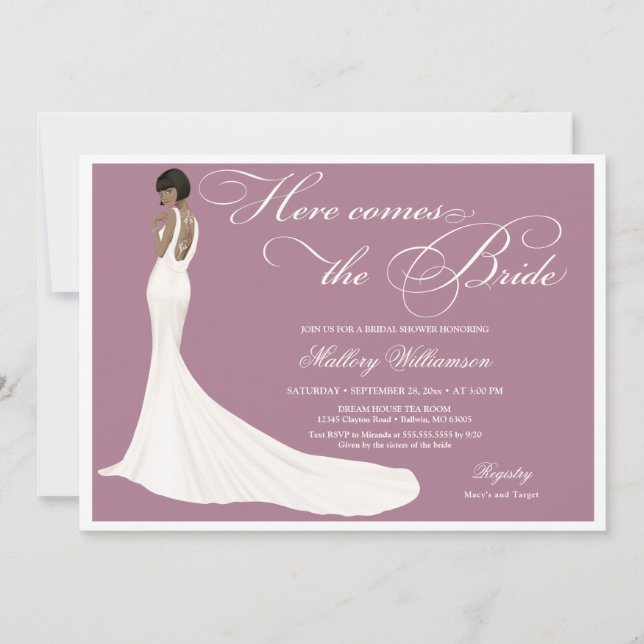 Elegant Jeweled Bride Bridal Shower Invitation (Front)