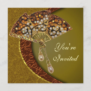 Elegant Jeweled Fan Party Invitation