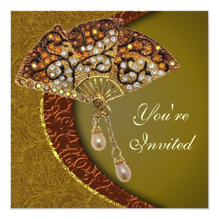 Elegant Jeweled Fan Party Invitation | Zazzle.com