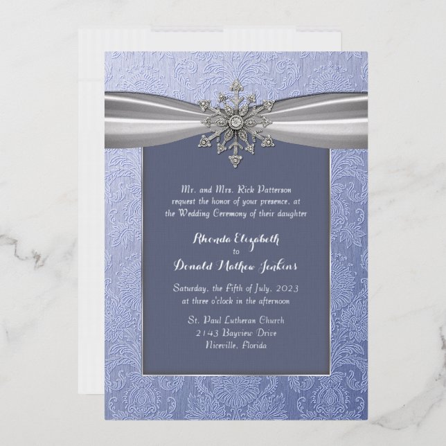 Elegant Jeweled Snowflake Wedding Foil Invitation (Envelope)