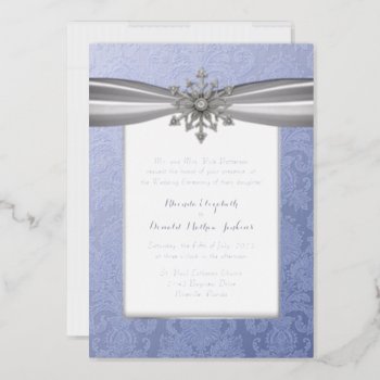 Elegant Jeweled Snowflake Wedding Foil Invitation by Myweddingday at Zazzle