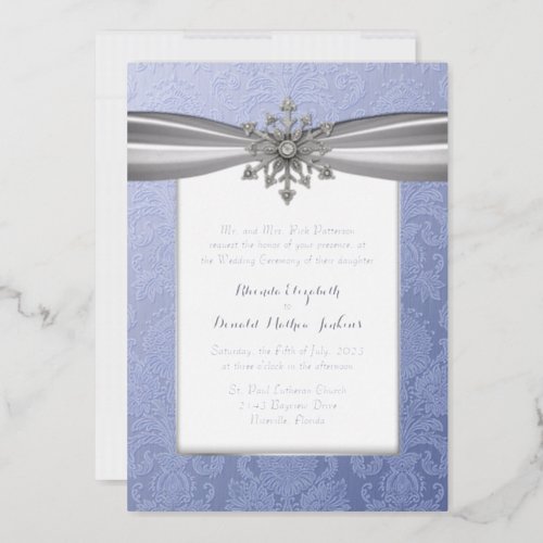 Elegant Jeweled Snowflake Wedding Foil Invitation