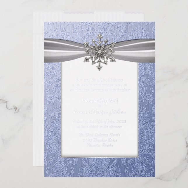 Elegant Jeweled Snowflake Wedding Foil Invitation (Envelope)