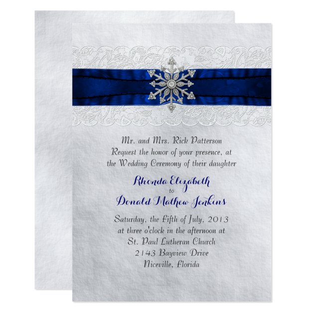 Elegant Jeweled Snowflake Wedding Invitation