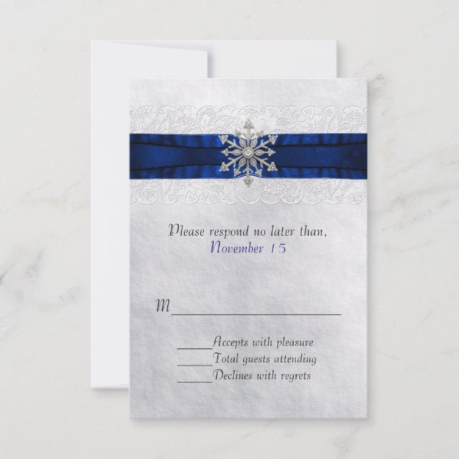Elegant Jeweled Snowflake Wedding RSVP (Front)