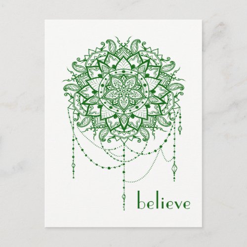 Elegant Jeweled Zen Mandala Believe Postcard