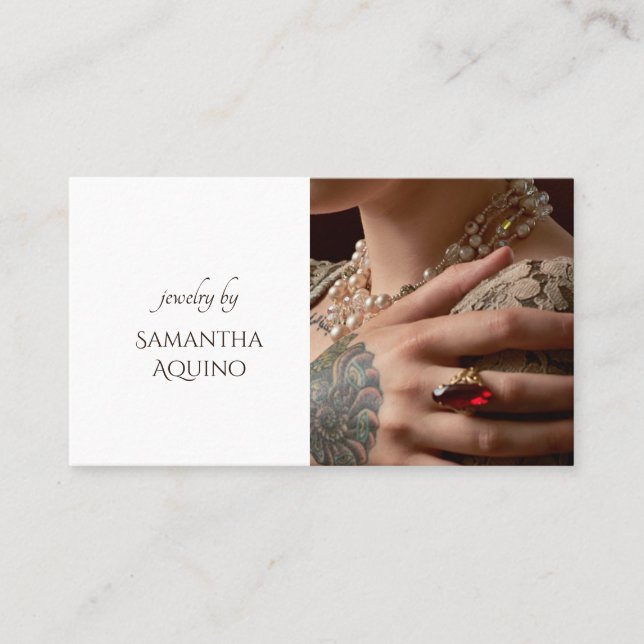 Elegant Jeweler Photo Business Card (Front)